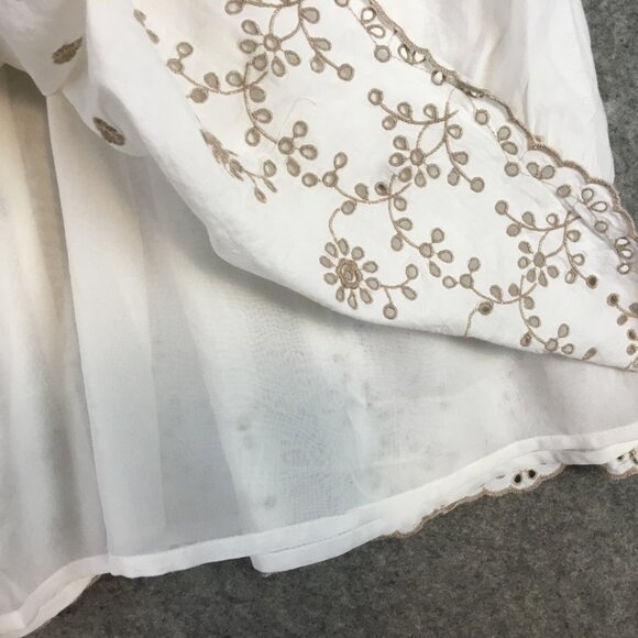 River Island London Dress 12 Cottage Boho Short Sleeve Mini Fit Flare Embroidery - Picture 11 of 16